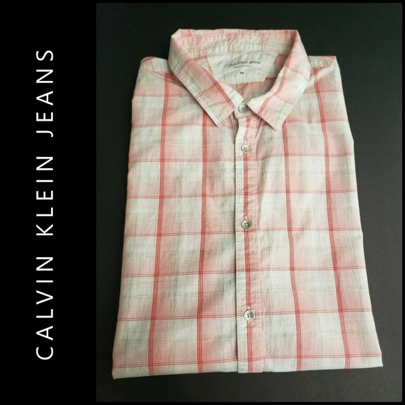 Calvin Klein Shirts Calvin Klein Men Short Sleeve Plaid Check Shirt